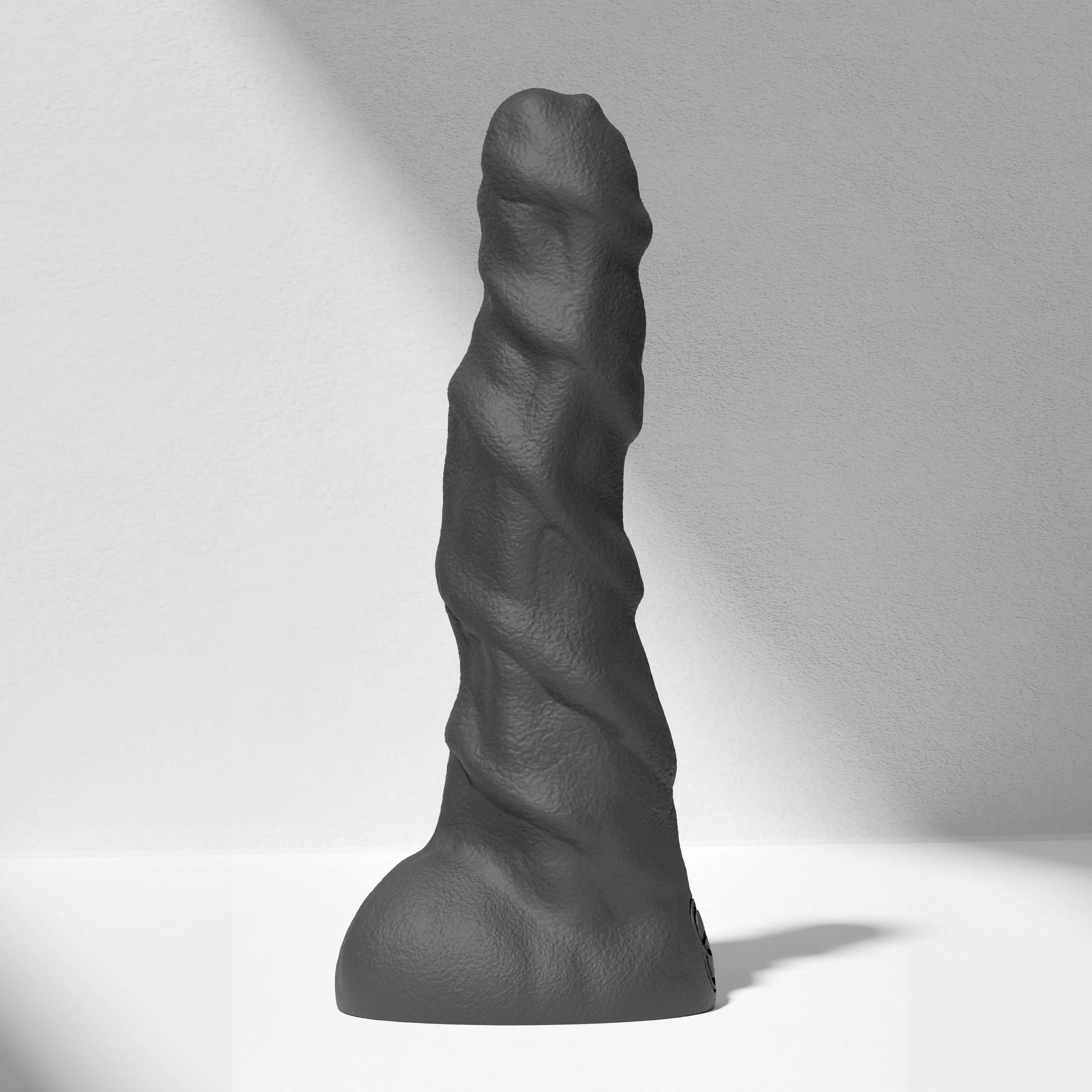 GreedyCluster RAM huge ridged alien silicone dildo in Charcoal