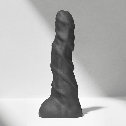 GreedyCluster RAM huge ridged alien silicone dildo in Charcoal
