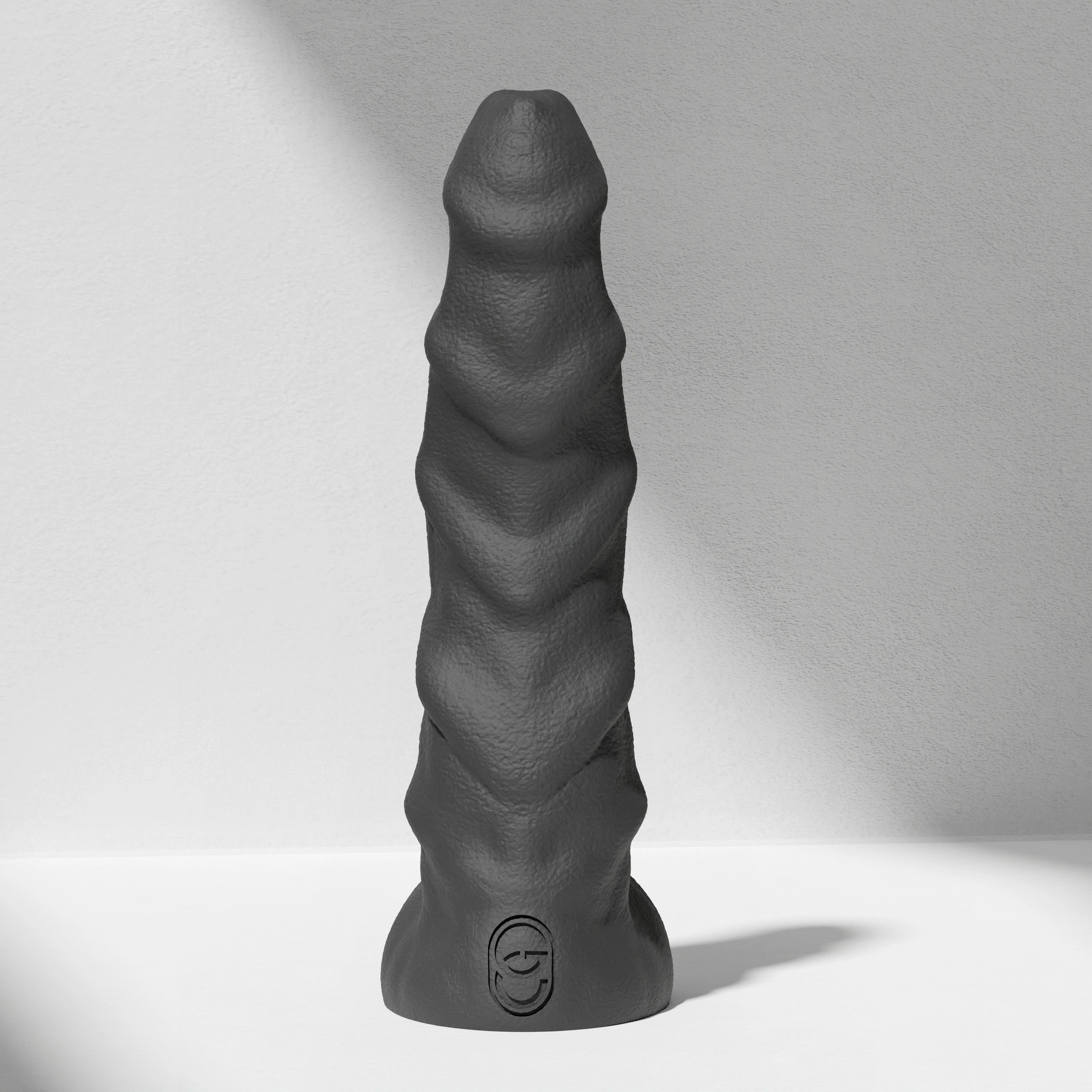 GreedyCluster RAM huge ridged alien silicone dildo in Charcoal