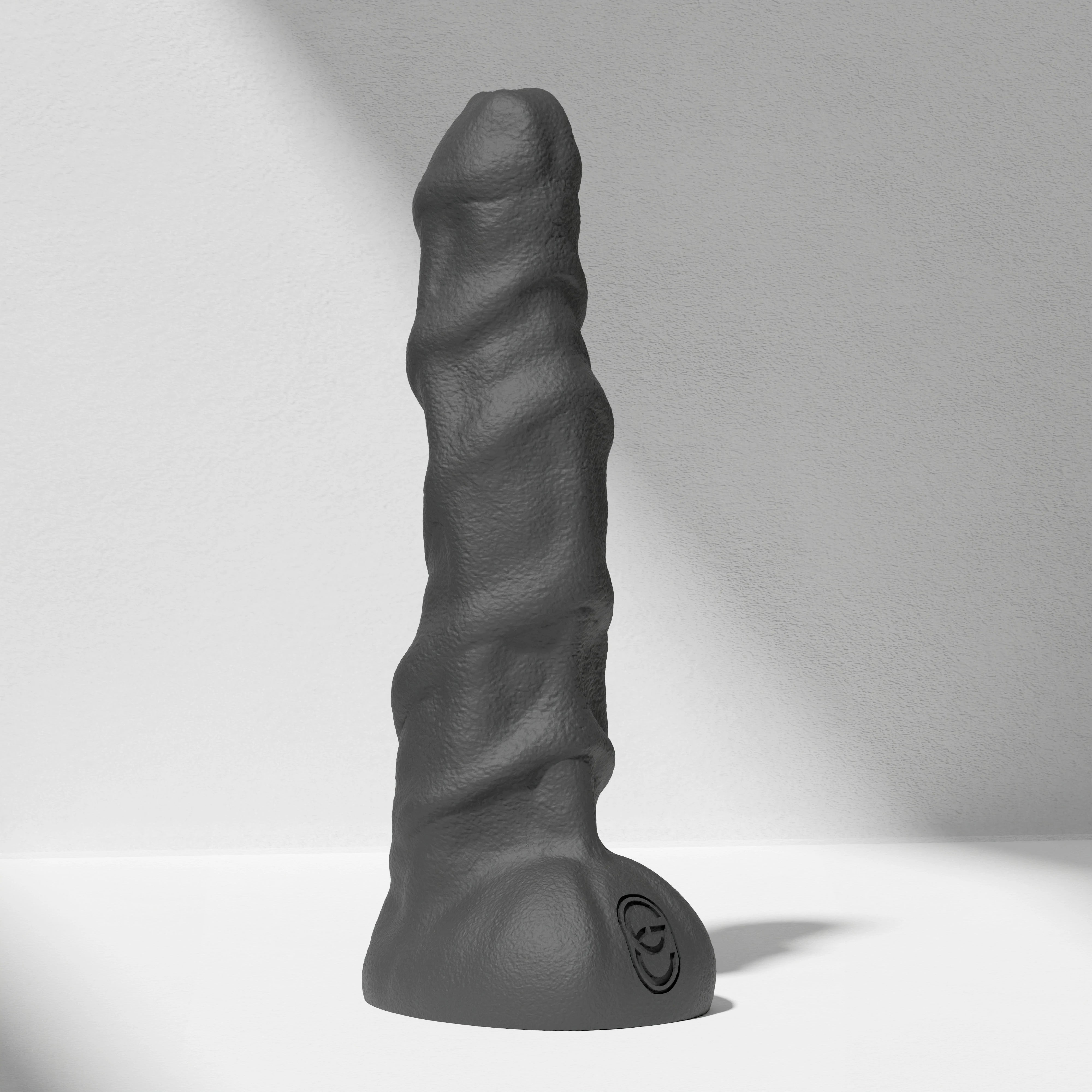GreedyCluster RAM huge ridged alien silicone dildo in Charcoal