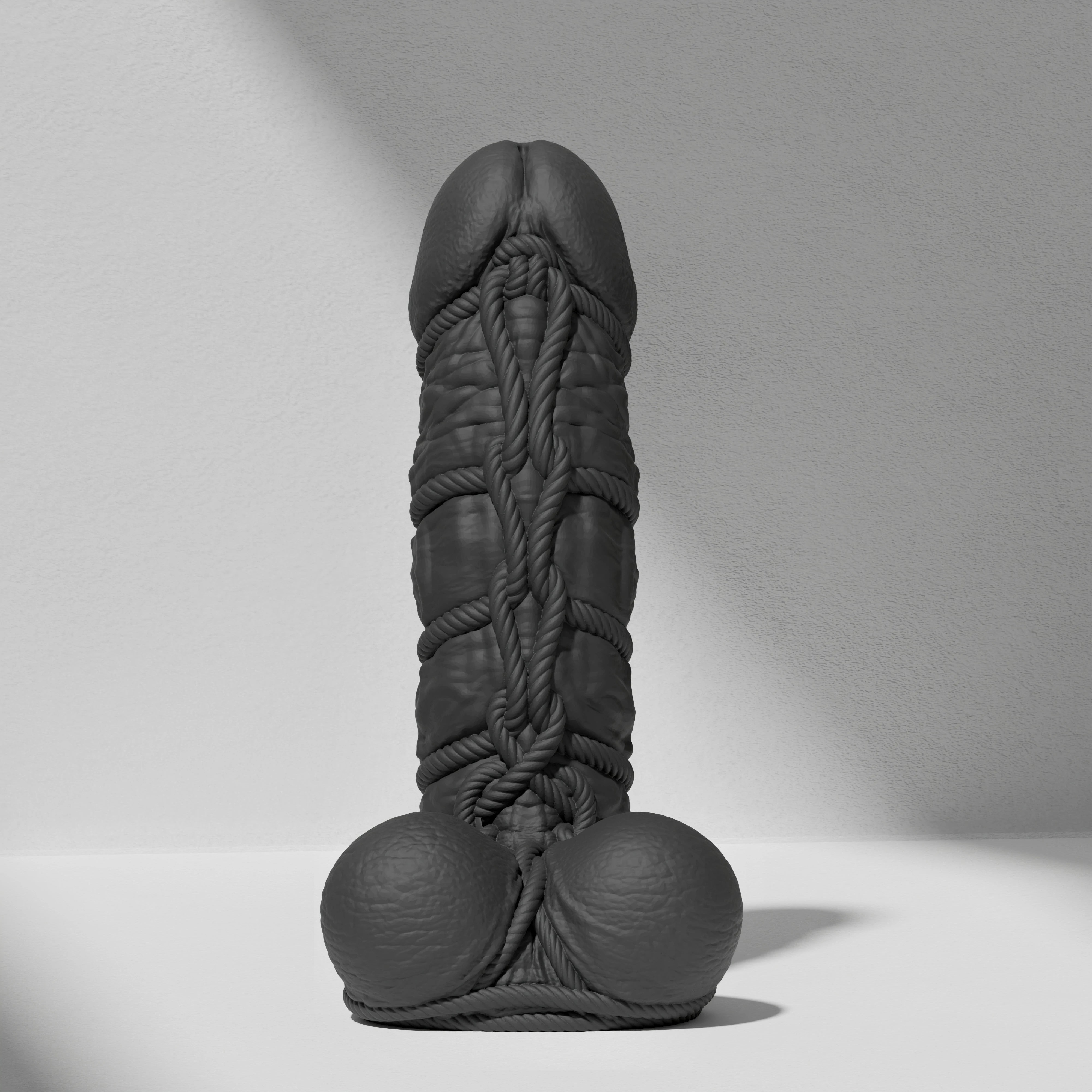 GreedyCluster SHIBARI DILDO rope-textured BDSM silicone dildo in Charcoal