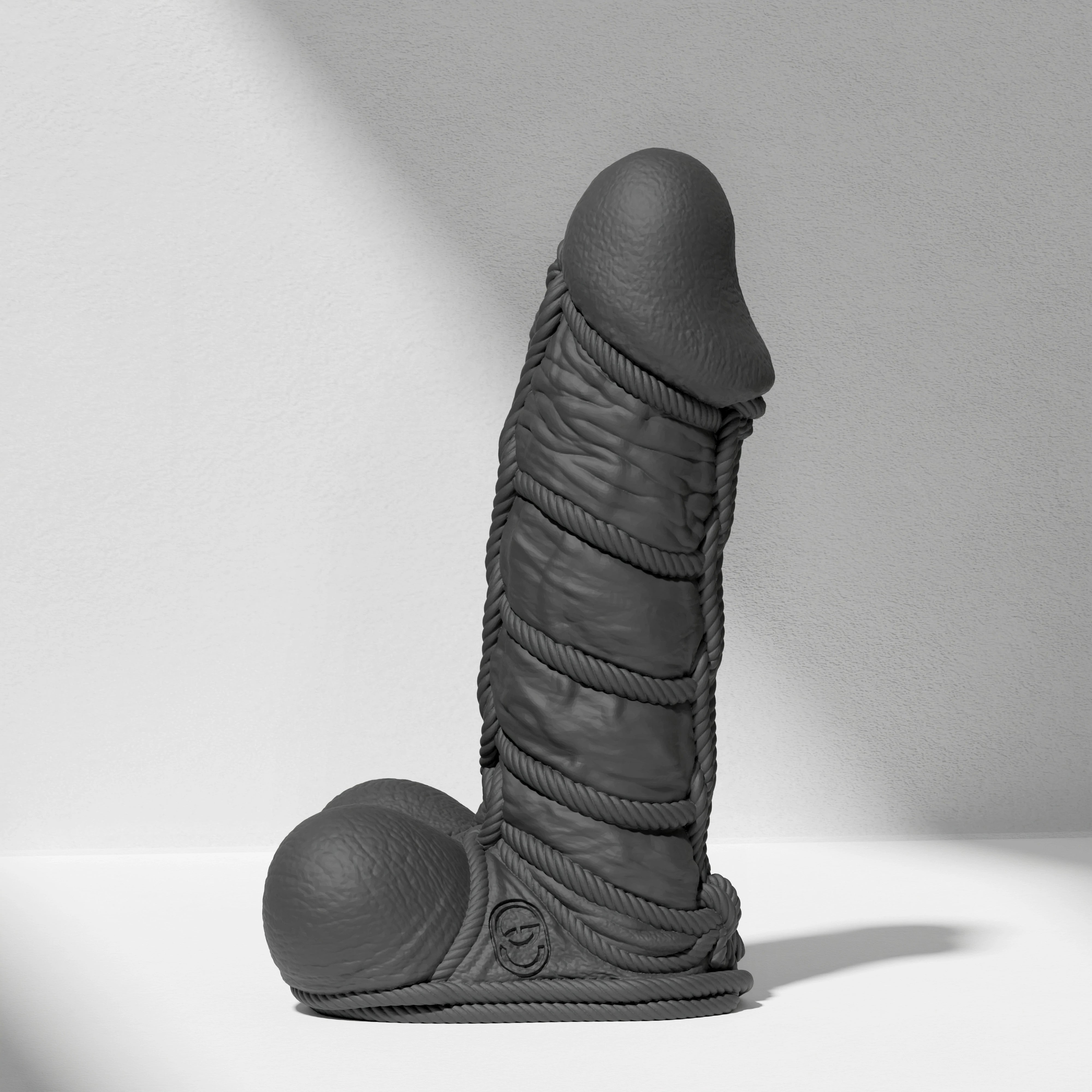 GreedyCluster SHIBARI DILDO rope-textured BDSM silicone dildo in Charcoal