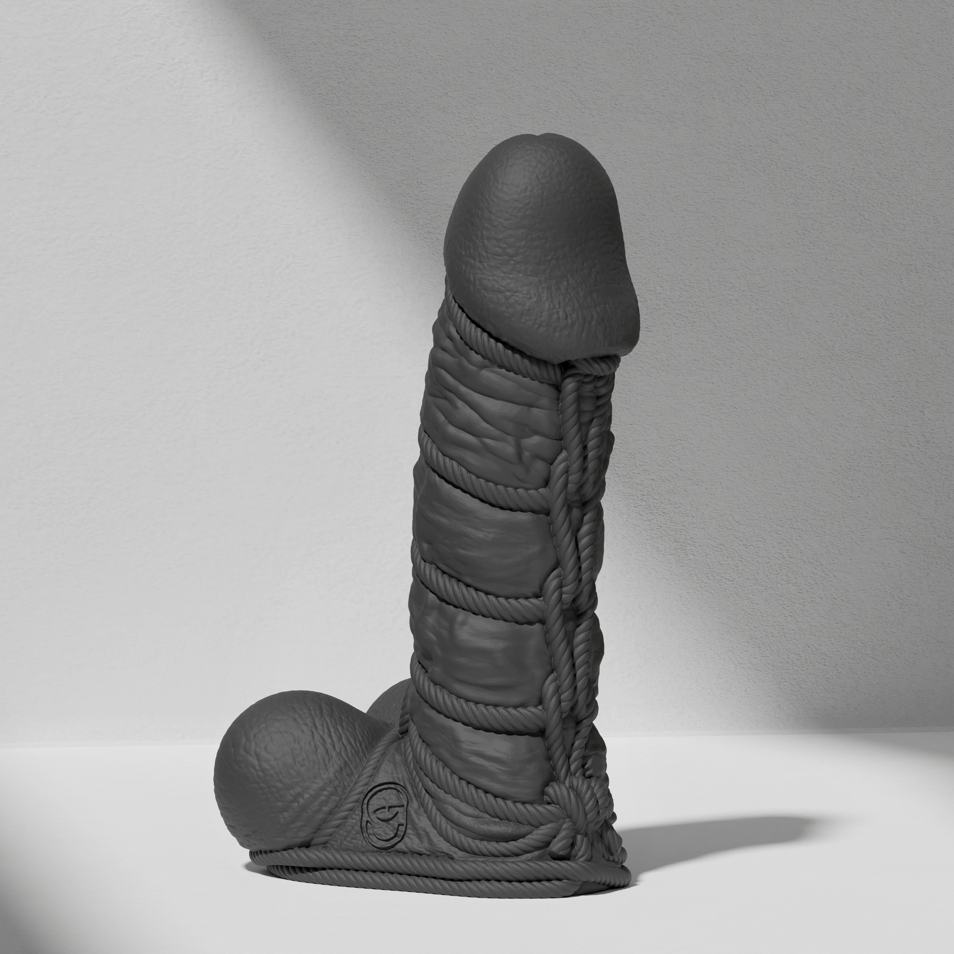GreedyCluster SHIBARI DILDO rope-textured BDSM silicone dildo in Charcoal