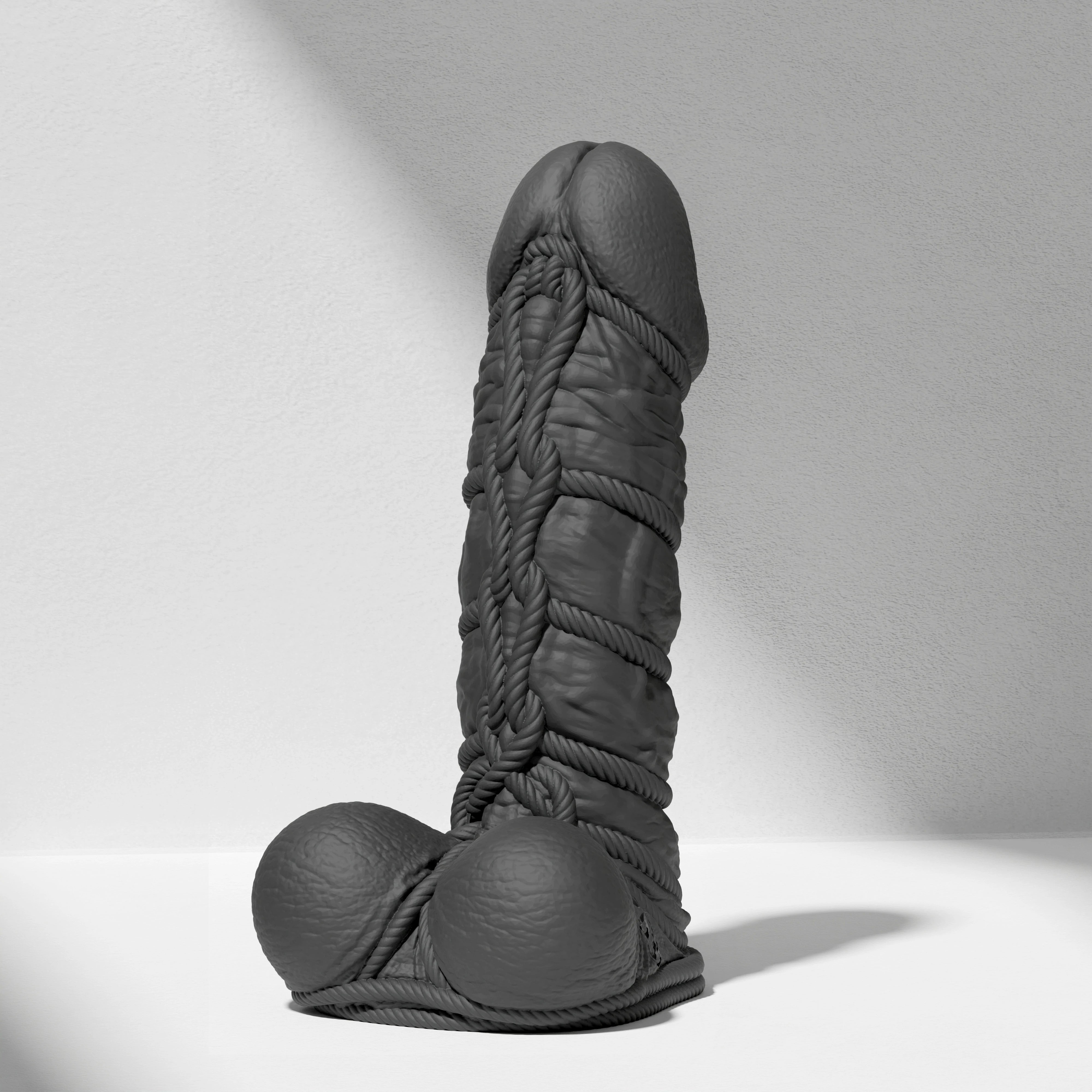 GreedyCluster SHIBARI DILDO rope-textured BDSM silicone dildo in Charcoal