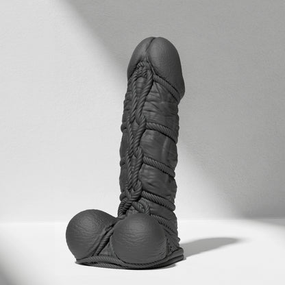 GreedyCluster SHIBARI DILDO rope-textured BDSM silicone dildo in Charcoal
