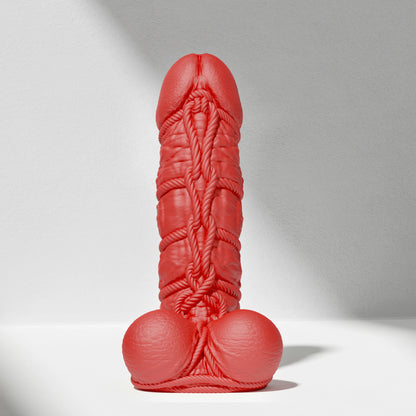 GreedyCluster SHIBARI DILDO rope-textured BDSM silicone dildo in Scarlett