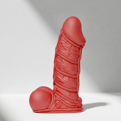 GreedyCluster SHIBARI DILDO rope-textured BDSM silicone dildo in Scarlett