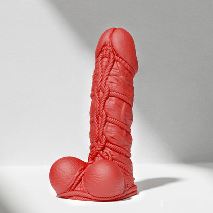 GreedyCluster SHIBARI DILDO rope-textured BDSM silicone dildo in Scarlett