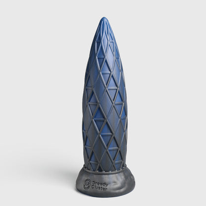 GreedyCluster ASSCRAPER textured silicone dildo in Abyss with geometric diamond lattice