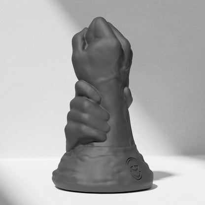 GreedyCluster DOUBLE FF DILDO double-fist silicone butt plug, Charcoal black