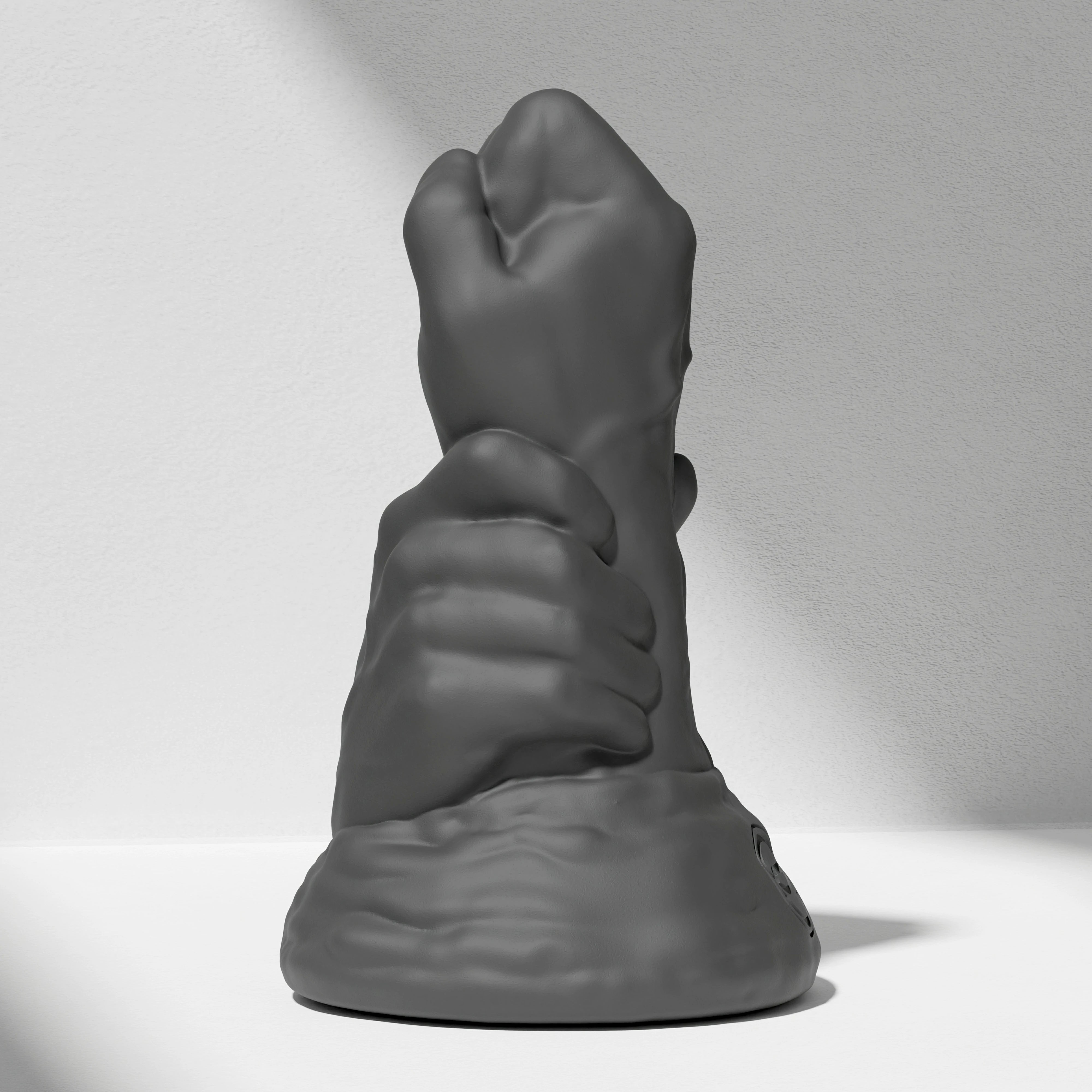 GreedyCluster DOUBLE FF DILDO double-fist silicone butt plug, Charcoal black