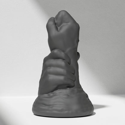 GreedyCluster DOUBLE FF DILDO double-fist silicone butt plug, Charcoal black