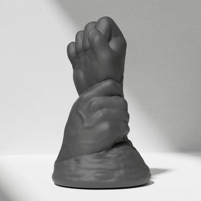 GreedyCluster DOUBLE FF DILDO double-fist silicone butt plug, Charcoal black
