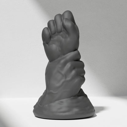 GreedyCluster DOUBLE FF DILDO double-fist silicone butt plug, Charcoal black