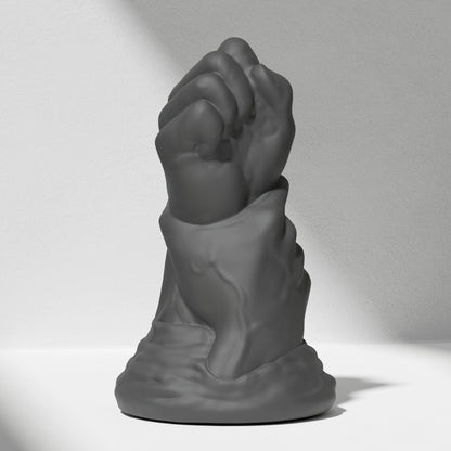 GreedyCluster DOUBLE FF DILDO double-fist silicone butt plug, Charcoal black