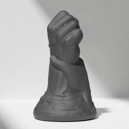 GreedyCluster DOUBLE FF DILDO double-fist silicone butt plug, Charcoal black