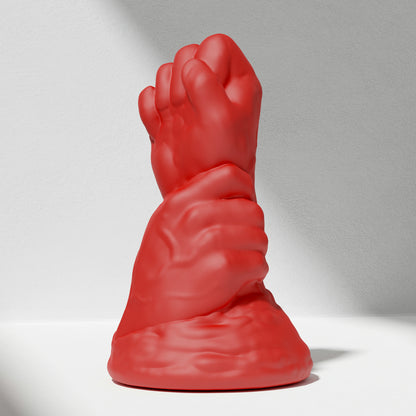 GreedyCluster DOUBLE FF DILDO double-fist silicone butt plug, Scarlett red