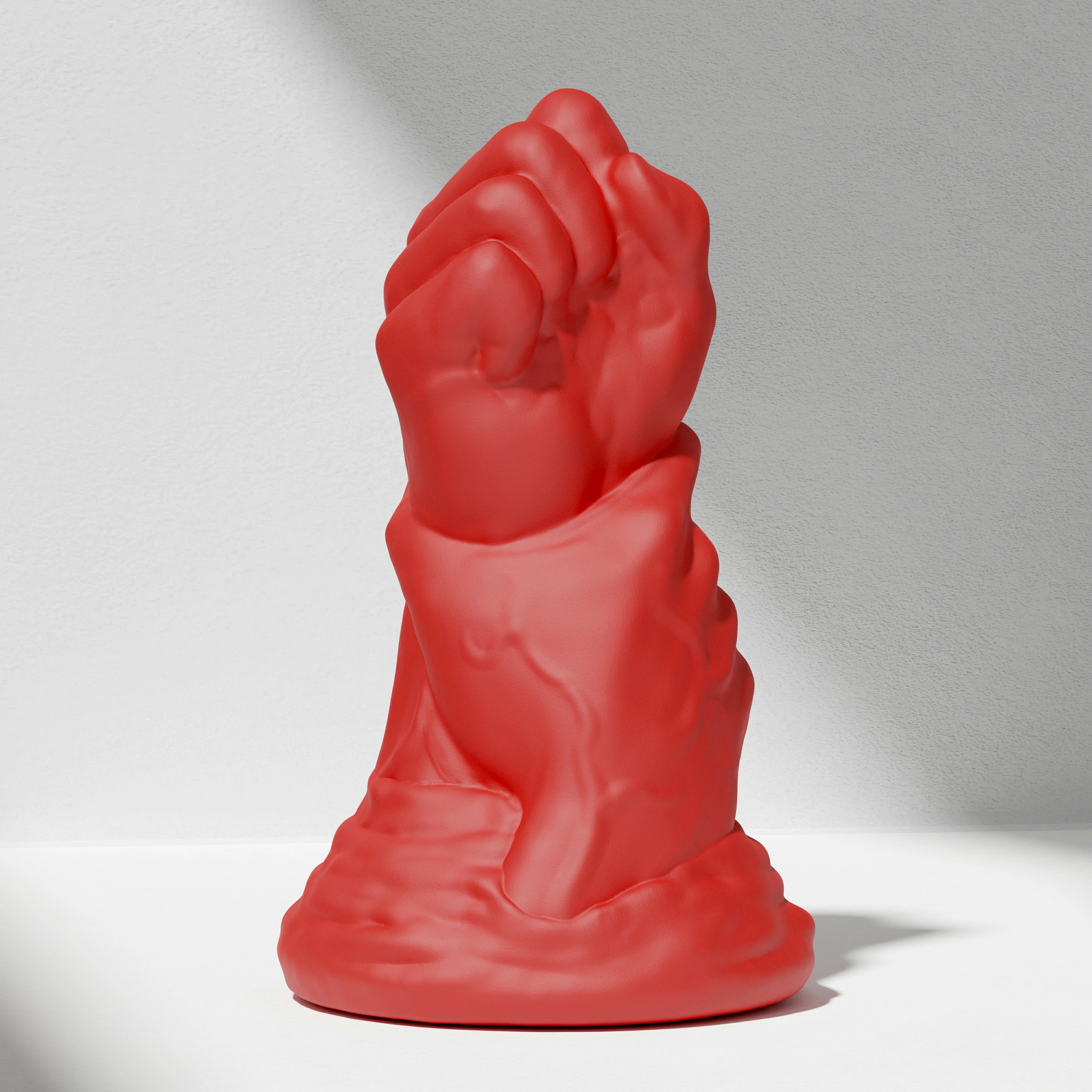 GreedyCluster DOUBLE FF DILDO double-fist silicone butt plug, Scarlett red