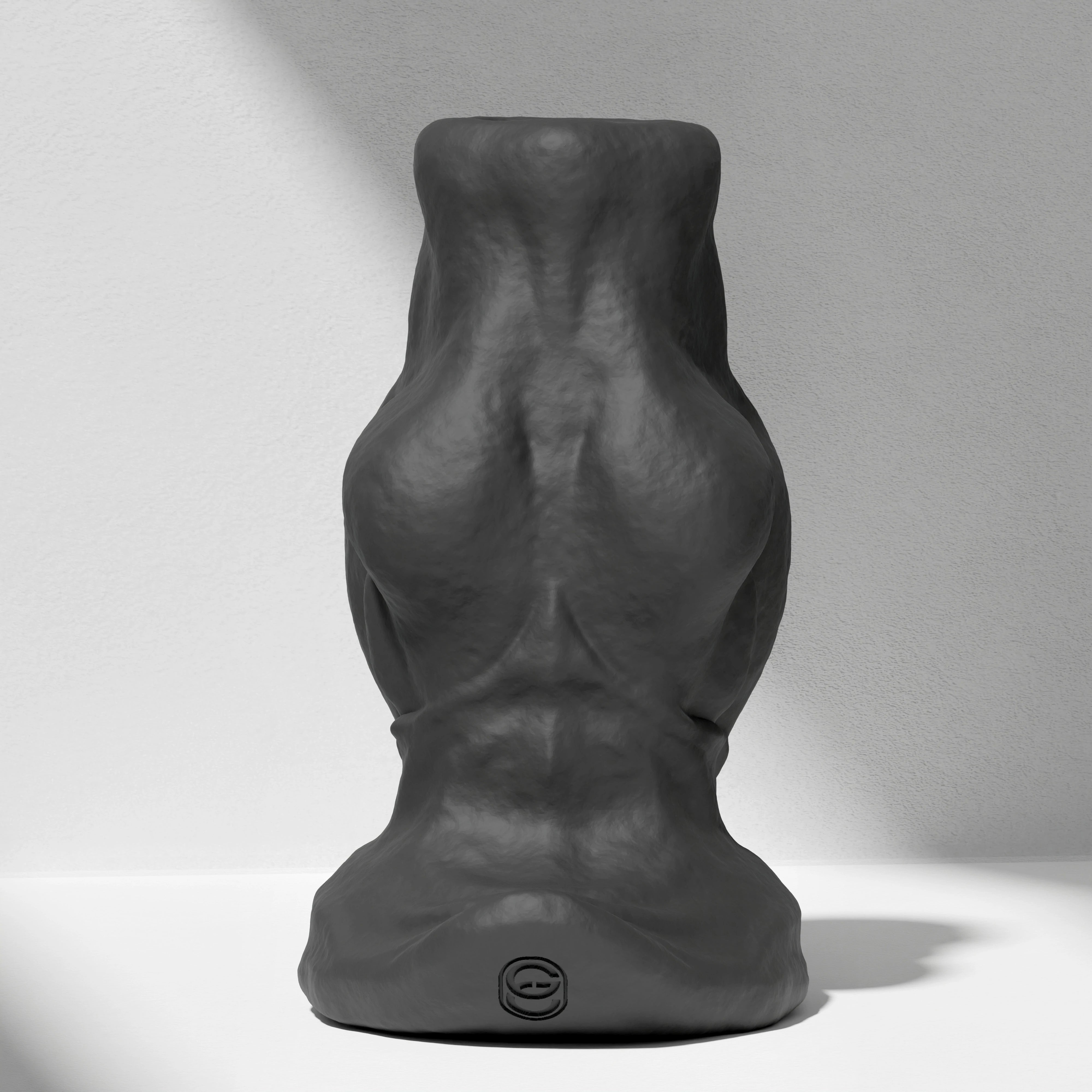 GreedyCluster GREEDY HOLE TUNNEL PLUG 01 in Charcoal silicone with knot-shaped base detail