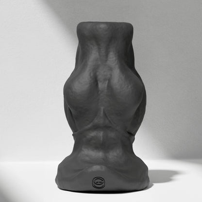 GreedyCluster GREEDY HOLE TUNNEL PLUG 01 in Charcoal silicone with knot-shaped base detail