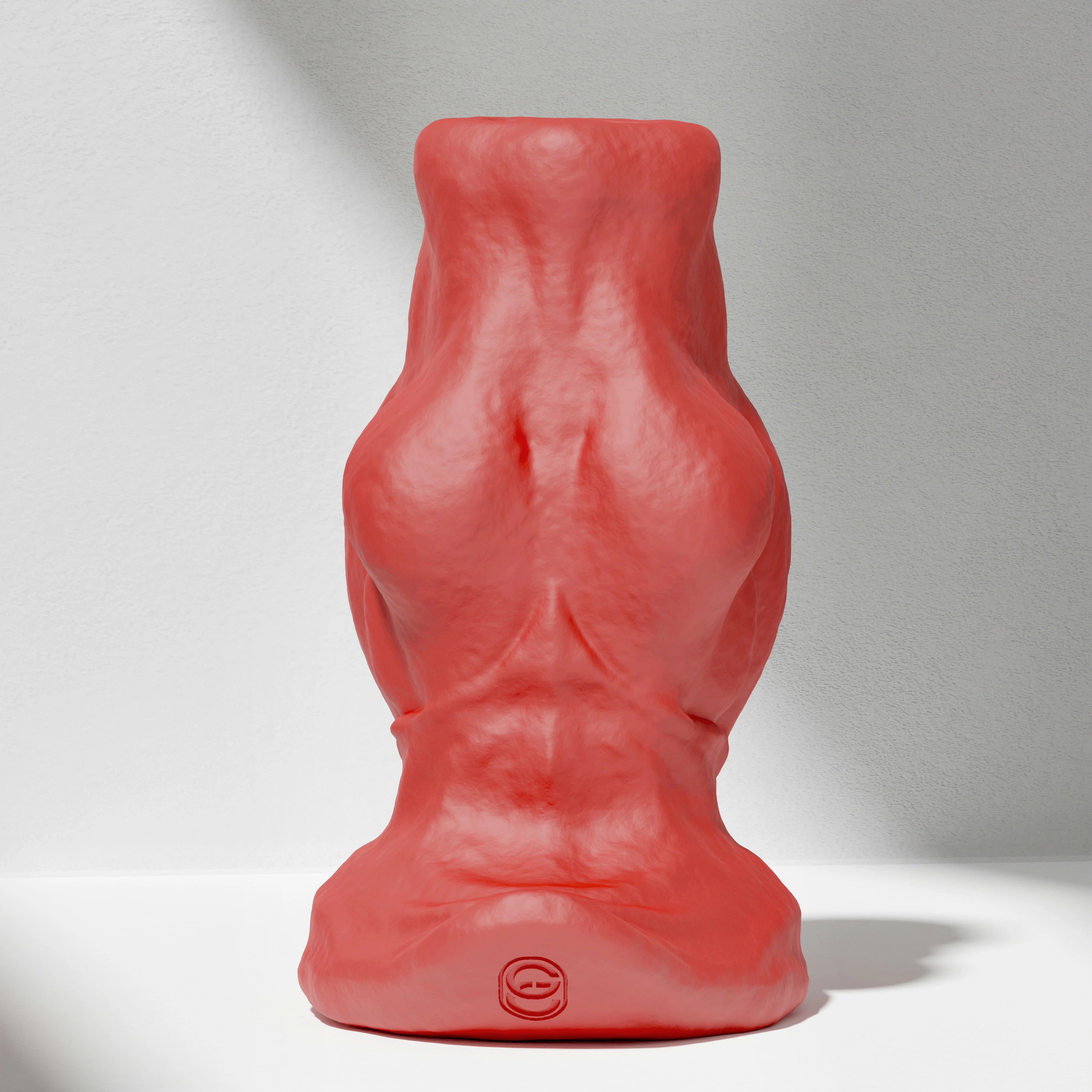 GreedyCluster GREEDY HOLE TUNNEL PLUG 01 in Scarlett silicone with knot-shaped base detail