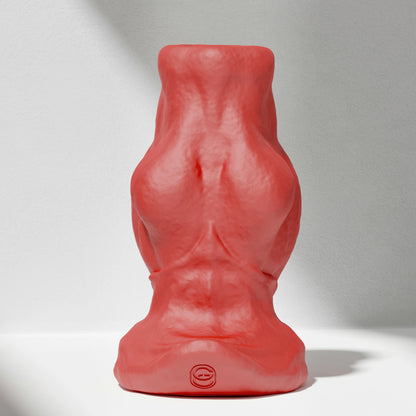 GreedyCluster GREEDY HOLE TUNNEL PLUG 01 in Scarlett silicone with knot-shaped base detail