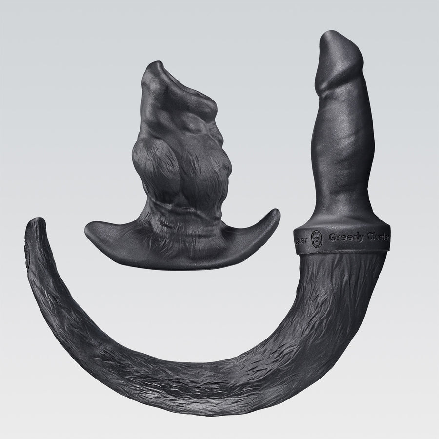 GreedyCluster GREEDYHOLE PUPSET silicone puppy play plug set, Charcoal two-piece design