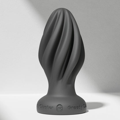 GreedyCluster GREEDYHOLE STOPPER 00 spiral silicone butt plug in Charcoal