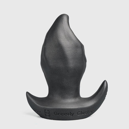 GreedyCluster GREEDYHOLE STOPPER 01 PRO silicone spiral butt plug, Charcoal textured design