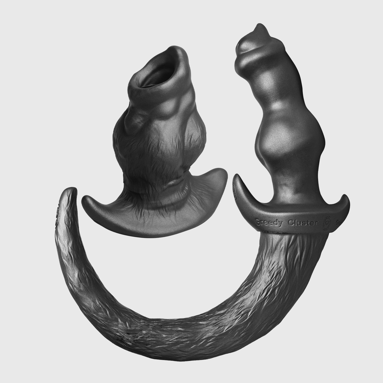 GreedyCluster GREEDYHOLE WOOFSET silicone puppy play plug set, Charcoal two-piece design
