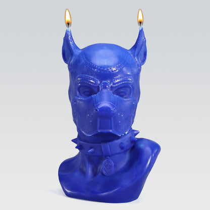 GreedyCluster PUP DAVID CANDLE accessory candle, Azure sculpted pup figure