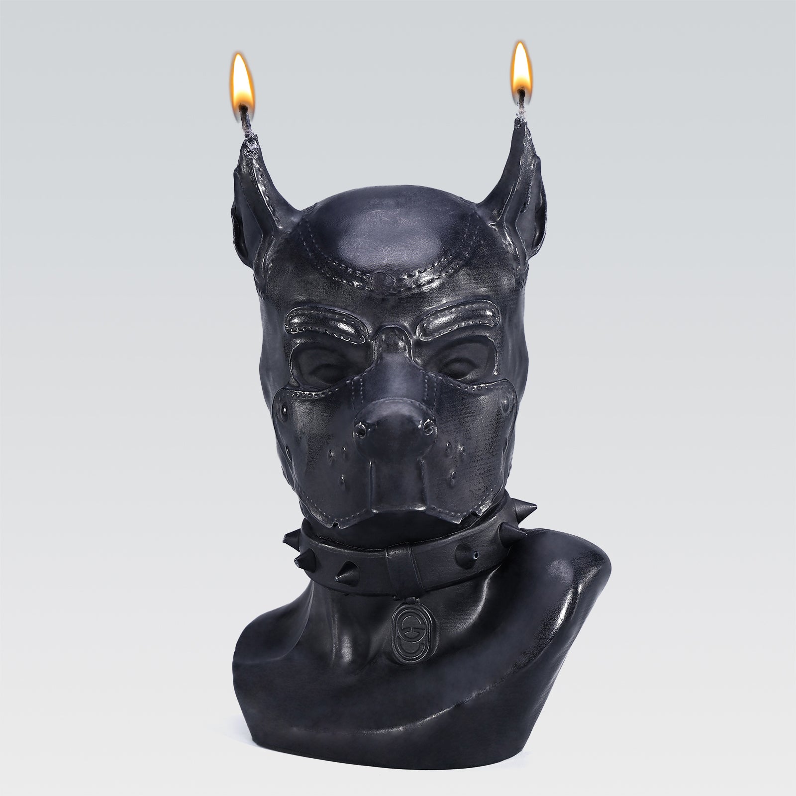GreedyCluster PUP DAVID CANDLE accessory candle, Charcoal sculpted pup figure