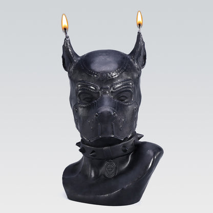 GreedyCluster PUP DAVID CANDLE accessory candle, Charcoal sculpted pup figure