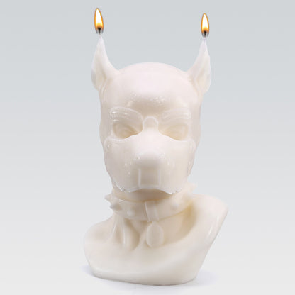 GreedyCluster PUP DAVID CANDLE accessory candle, White sculpted pup figure