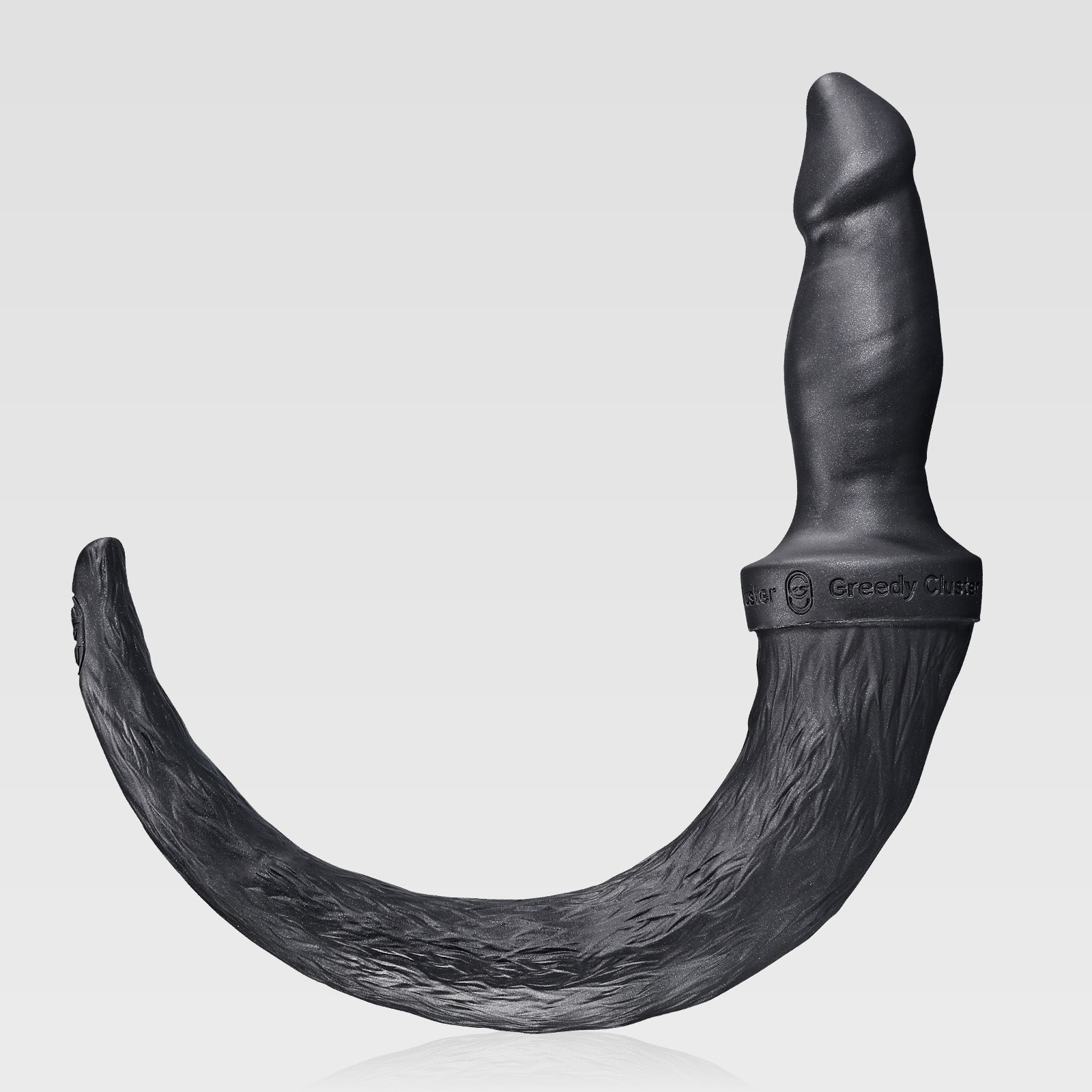 GreedyCluster PUPPY BOI PLUG silicone puppy tail plug, Charcoal textured tail design