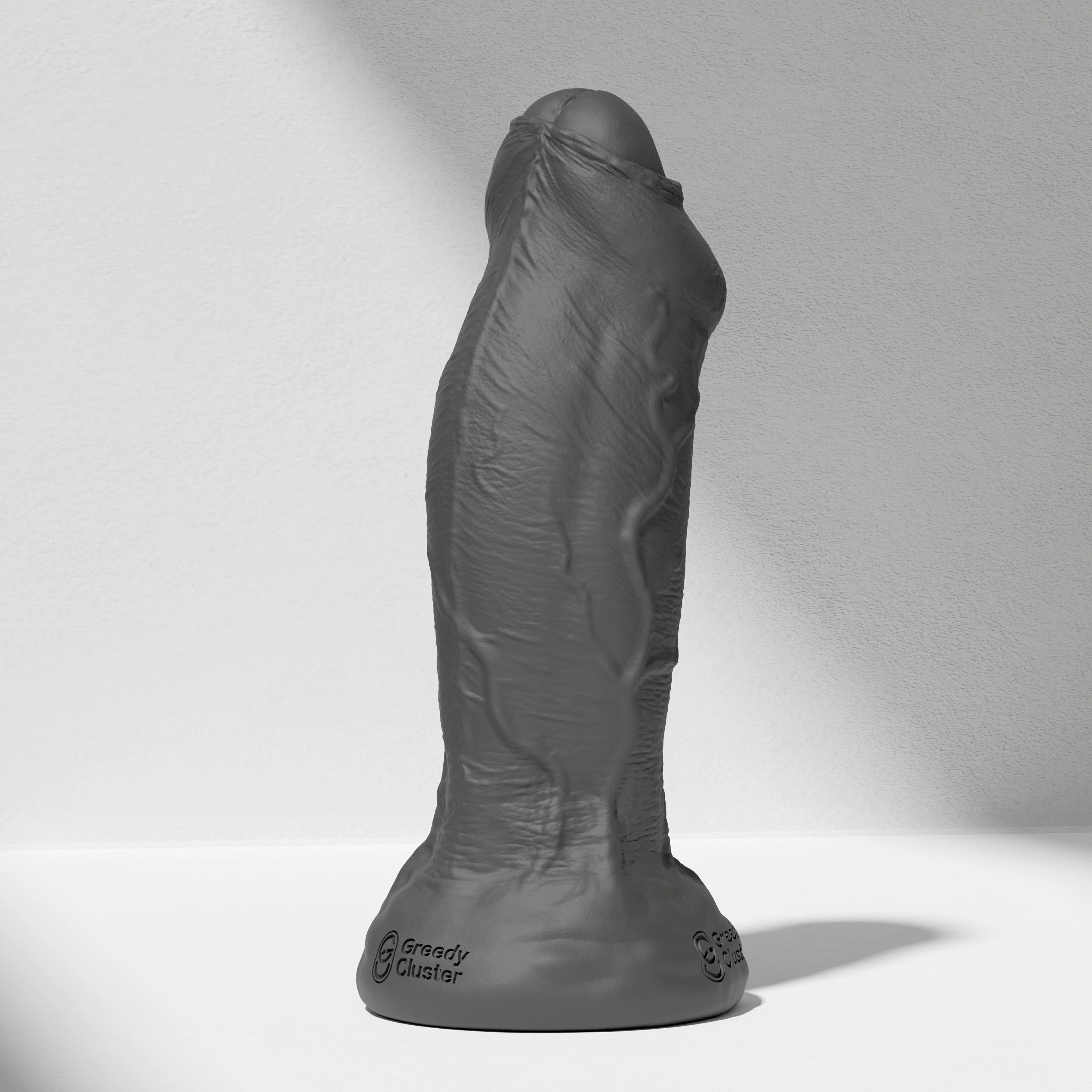 GreedyCluster RAPPER DILDO realistic silicone dildo in Charcoal, front view