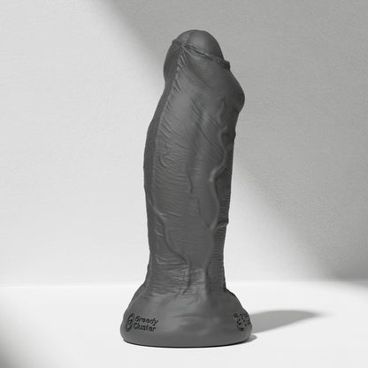 GreedyCluster RAPPER DILDO realistic silicone dildo in Charcoal, front view