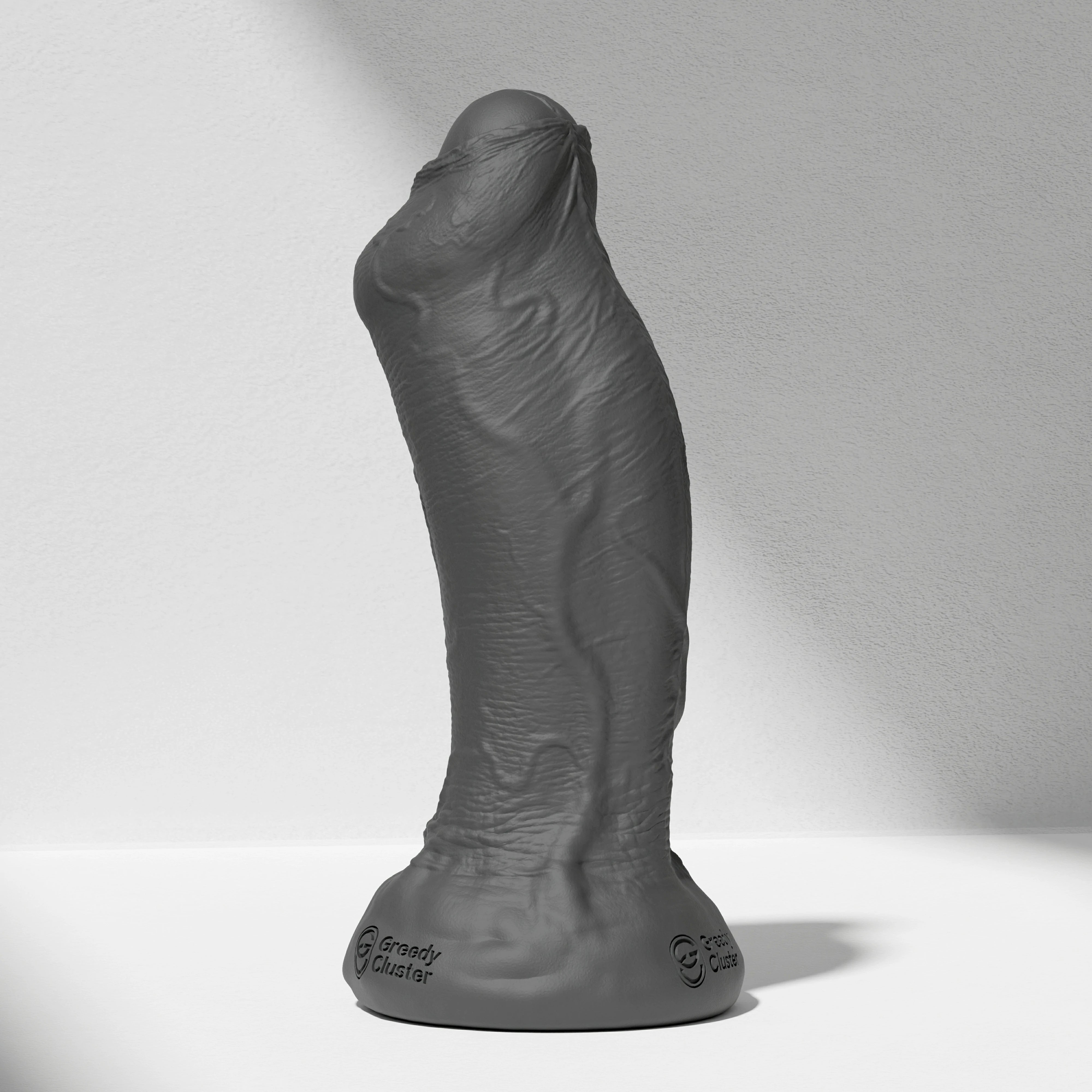 GreedyCluster RAPPER DILDO realistic silicone dildo in Charcoal, side view