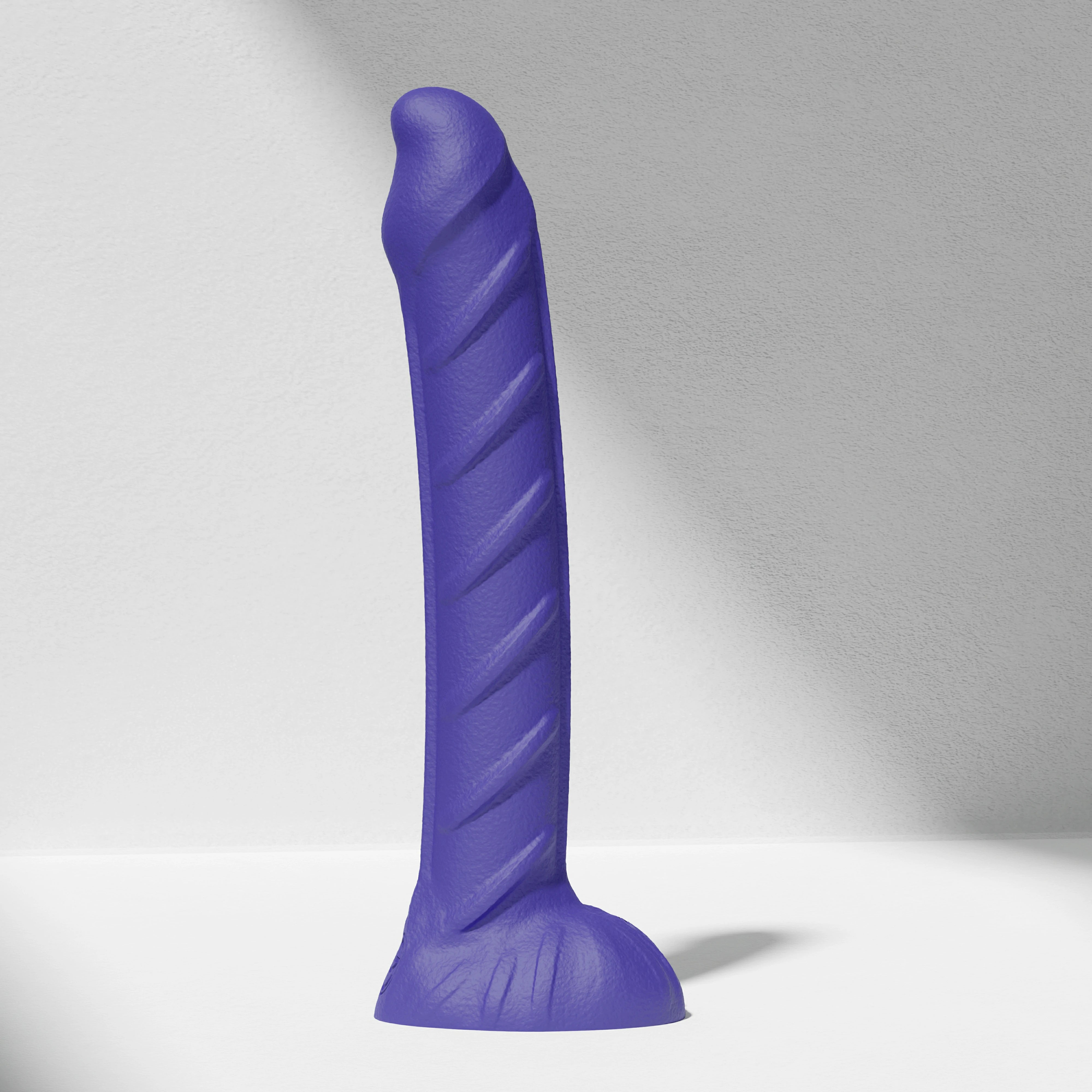 GreedyCluster REBAR DILDO curved steel-wand silicone dildo in Azure