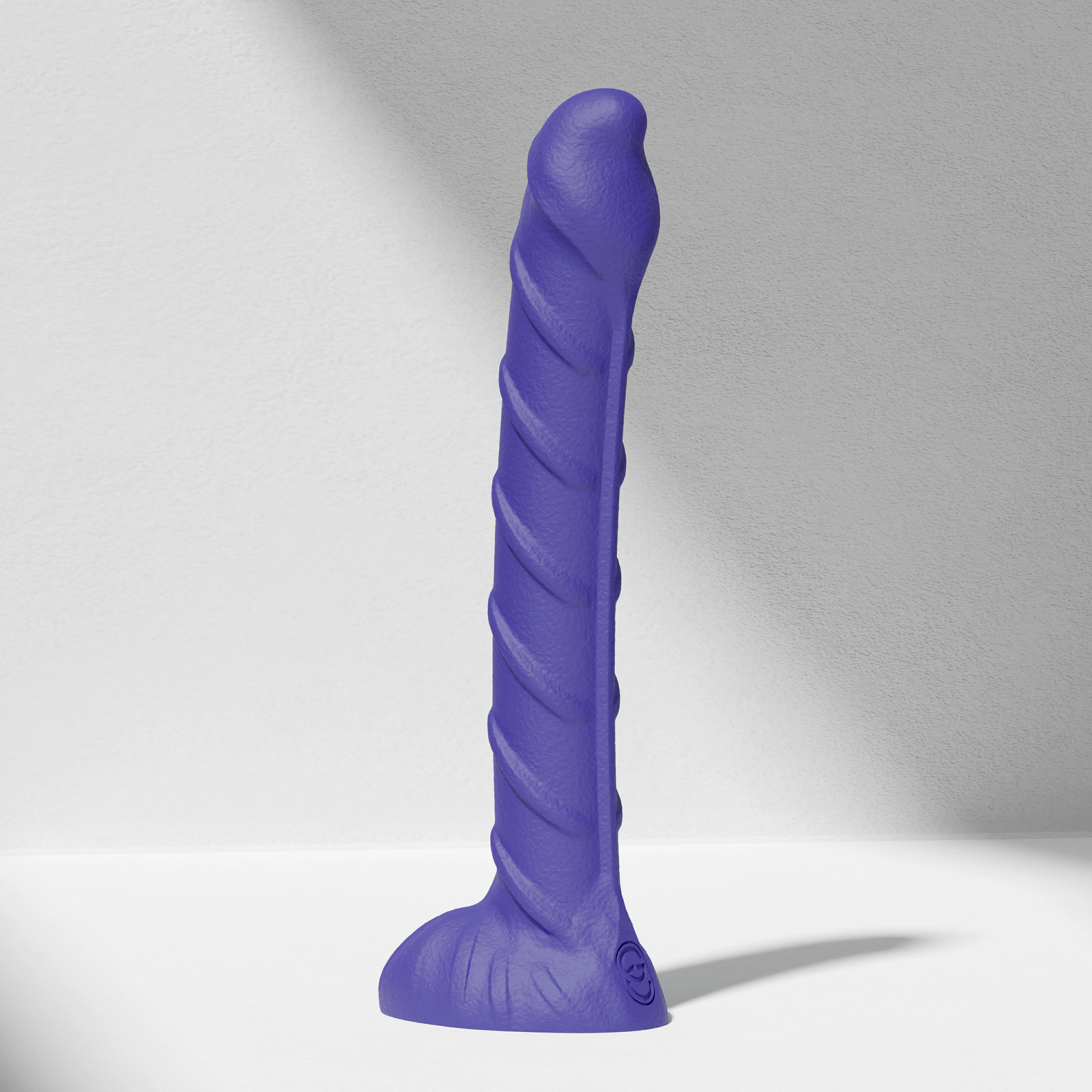 GreedyCluster REBAR DILDO curved steel-wand silicone dildo in Azure