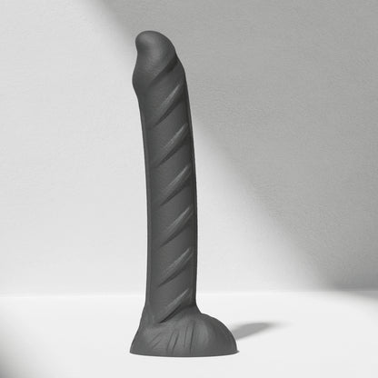 GreedyCluster REBAR DILDO curved steel-wand silicone dildo in Charcoal