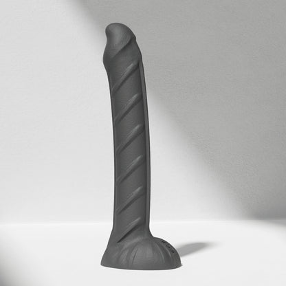 GreedyCluster REBAR DILDO curved steel-wand silicone dildo in Charcoal