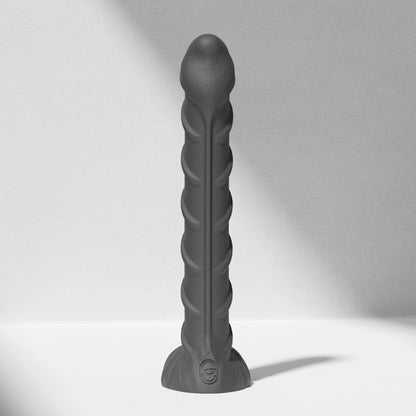 GreedyCluster REBAR DILDO curved steel-wand silicone dildo in Charcoal