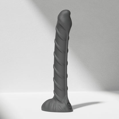 GreedyCluster REBAR DILDO curved steel-wand silicone dildo in Charcoal
