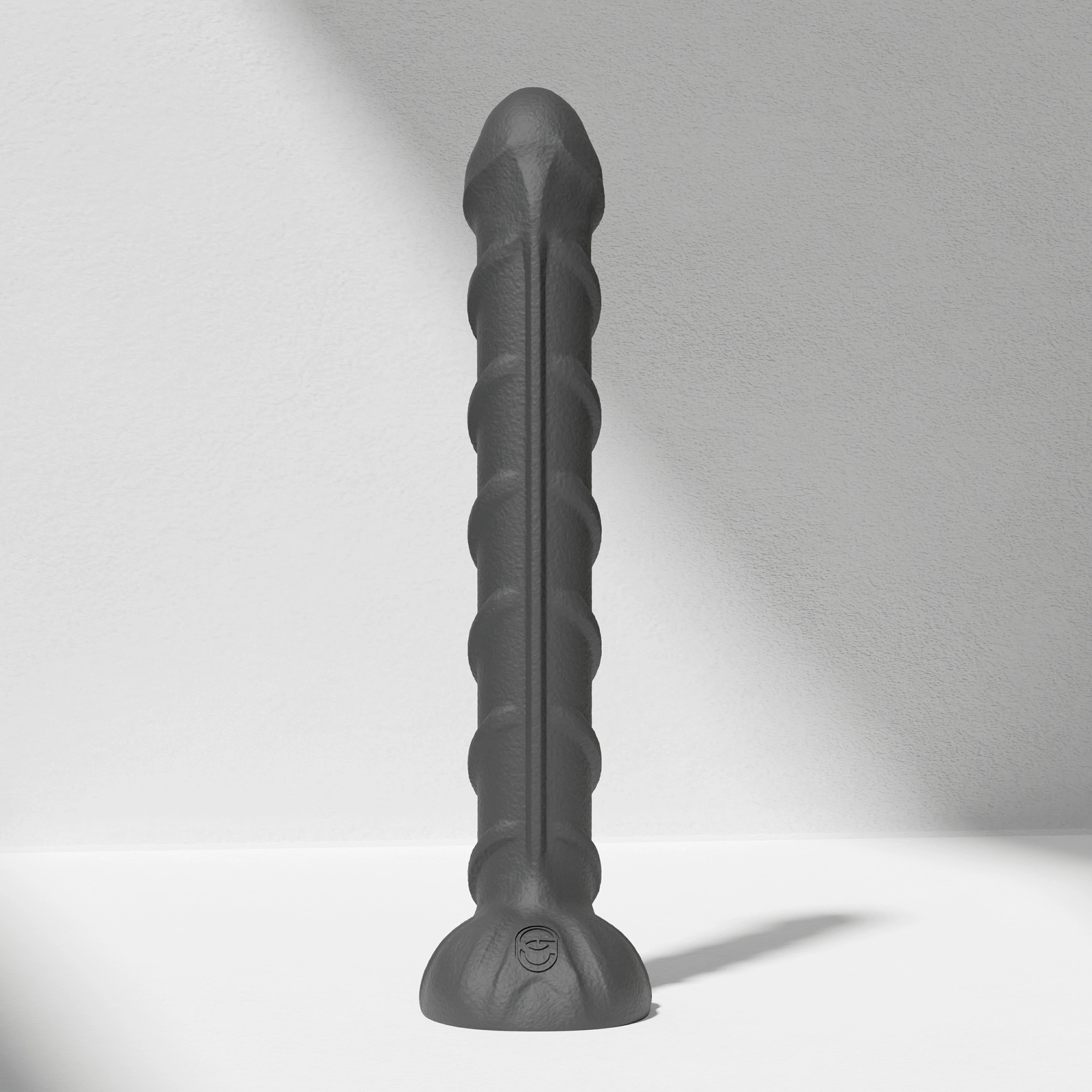 GreedyCluster REBAR DILDO curved steel-wand silicone dildo in Charcoal