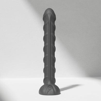 GreedyCluster REBAR DILDO curved steel-wand silicone dildo in Charcoal