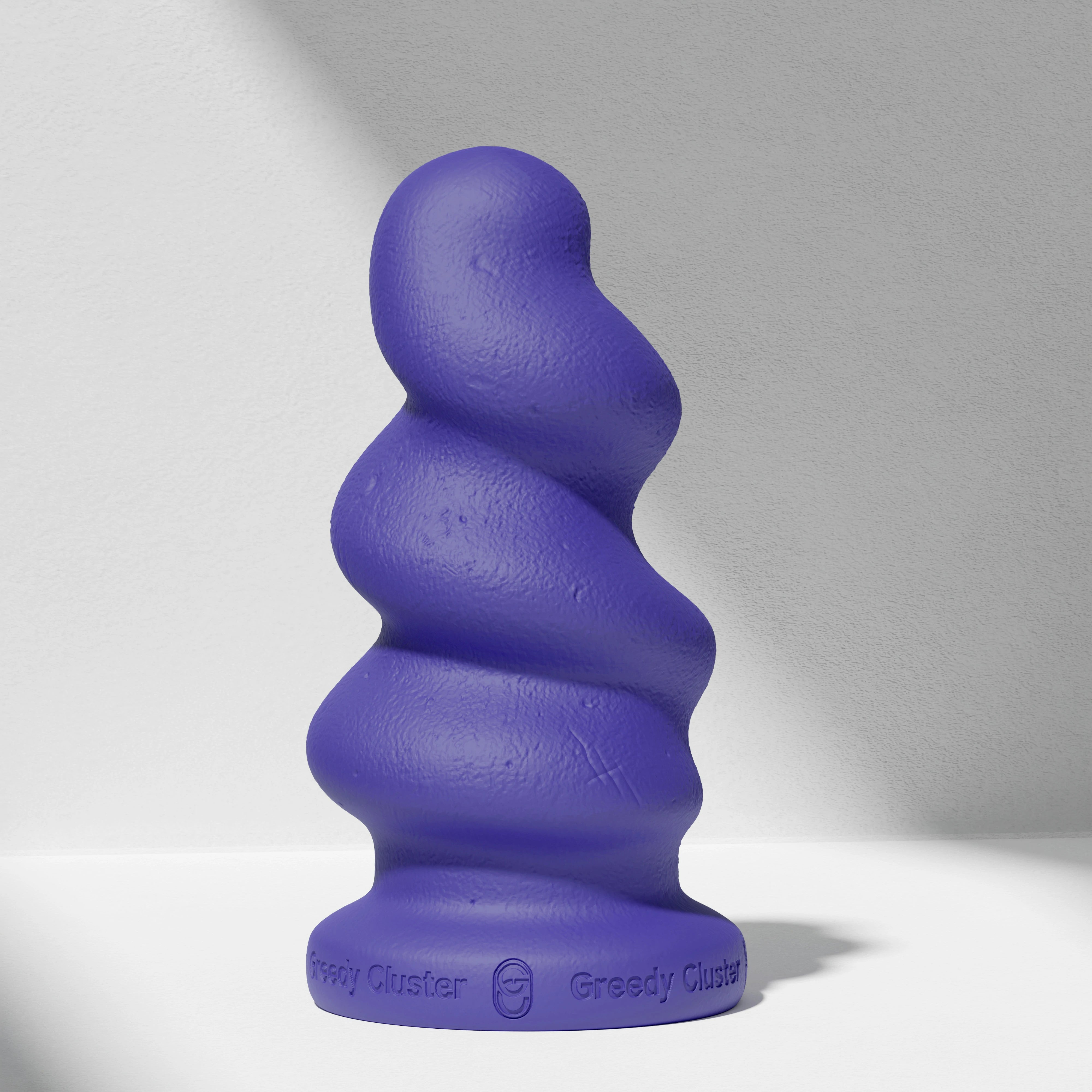 GreedyCluster TORNADO STOPPER spiral silicone butt plug in Azure, front view