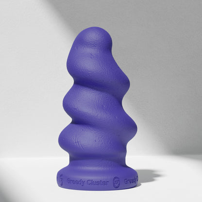 GreedyCluster TORNADO STOPPER spiral silicone butt plug in Azure, angled view