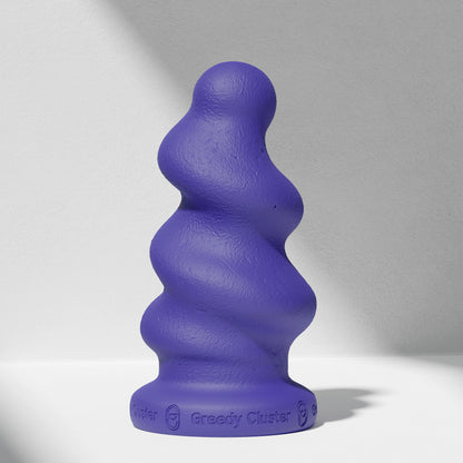 GreedyCluster TORNADO STOPPER spiral silicone butt plug in Azure with twisted texture