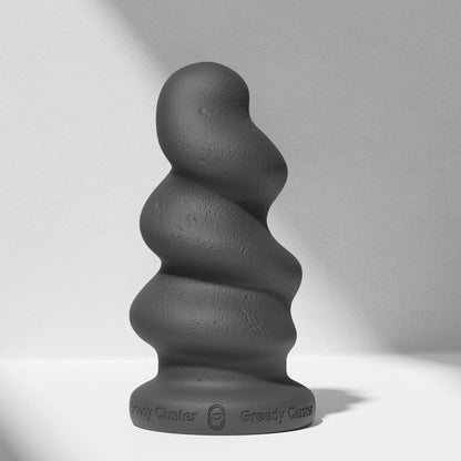 GreedyCluster TORNADO STOPPER spiral silicone butt plug in Charcoal, front view